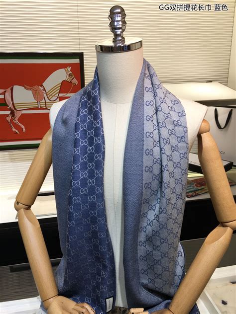 gucci jacquard scarf blue|gg jacquard pattern knitted scarf.